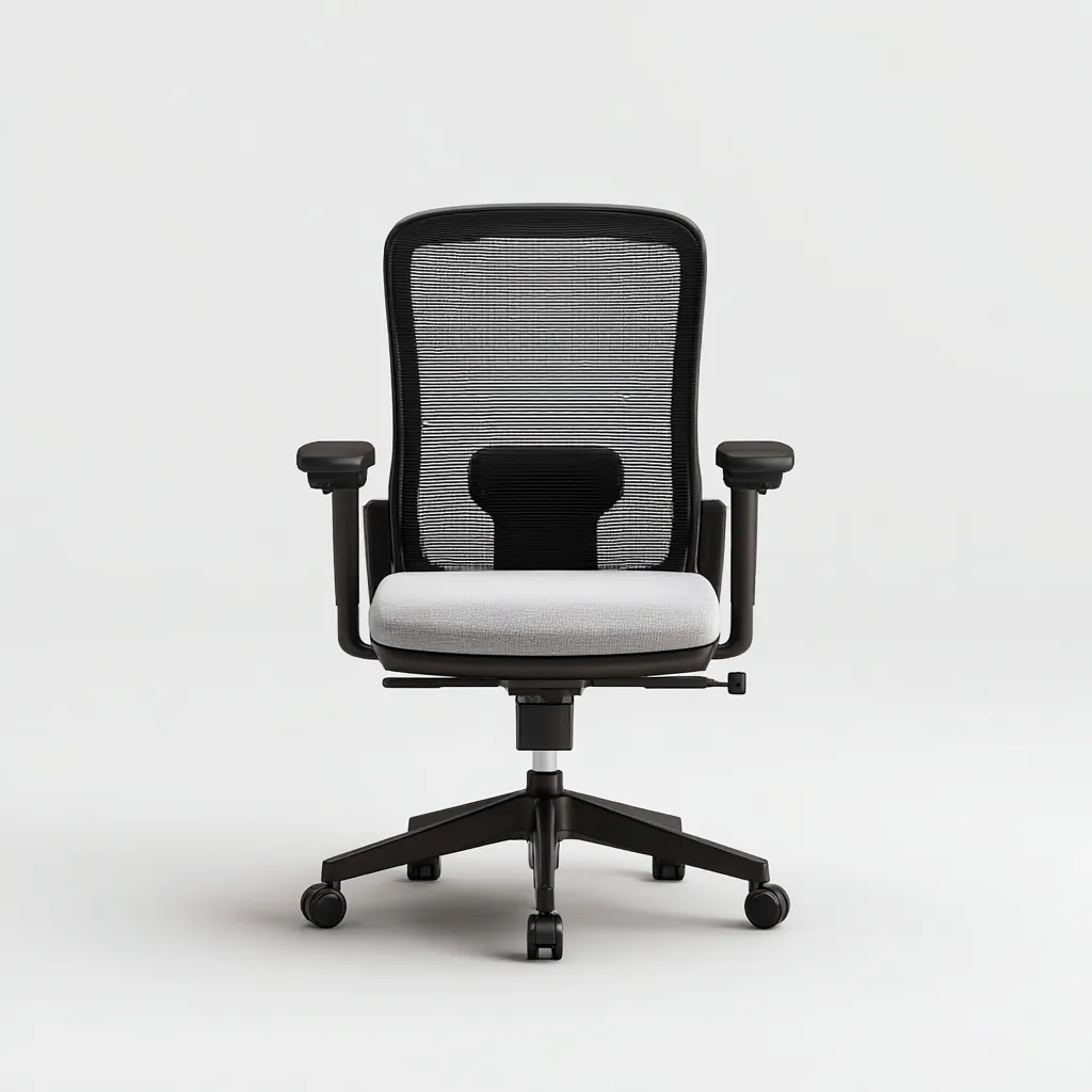 Chaise de bureau ergonomique - maille respirante noire et assise grise 51x49x116 cm - soutien lombaire réglable - confort professionnel-Dwellingora