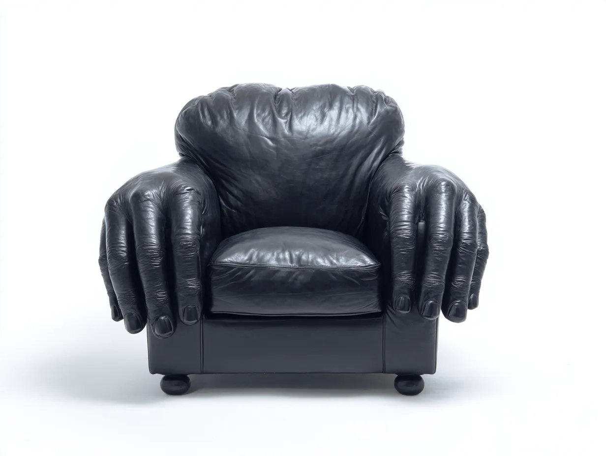 Fauteuil en cuir noir 95x92x88 cm - design en forme de main - style contemporain artistique-Luxeixe