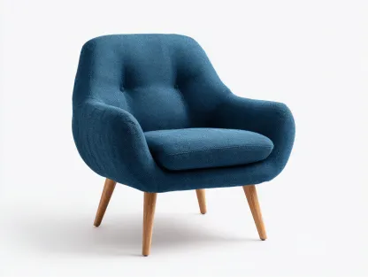 Fauteuil en tissu bleu 80x85x88 cm - design scandinave - pieds en bois naturel-Luxeixe