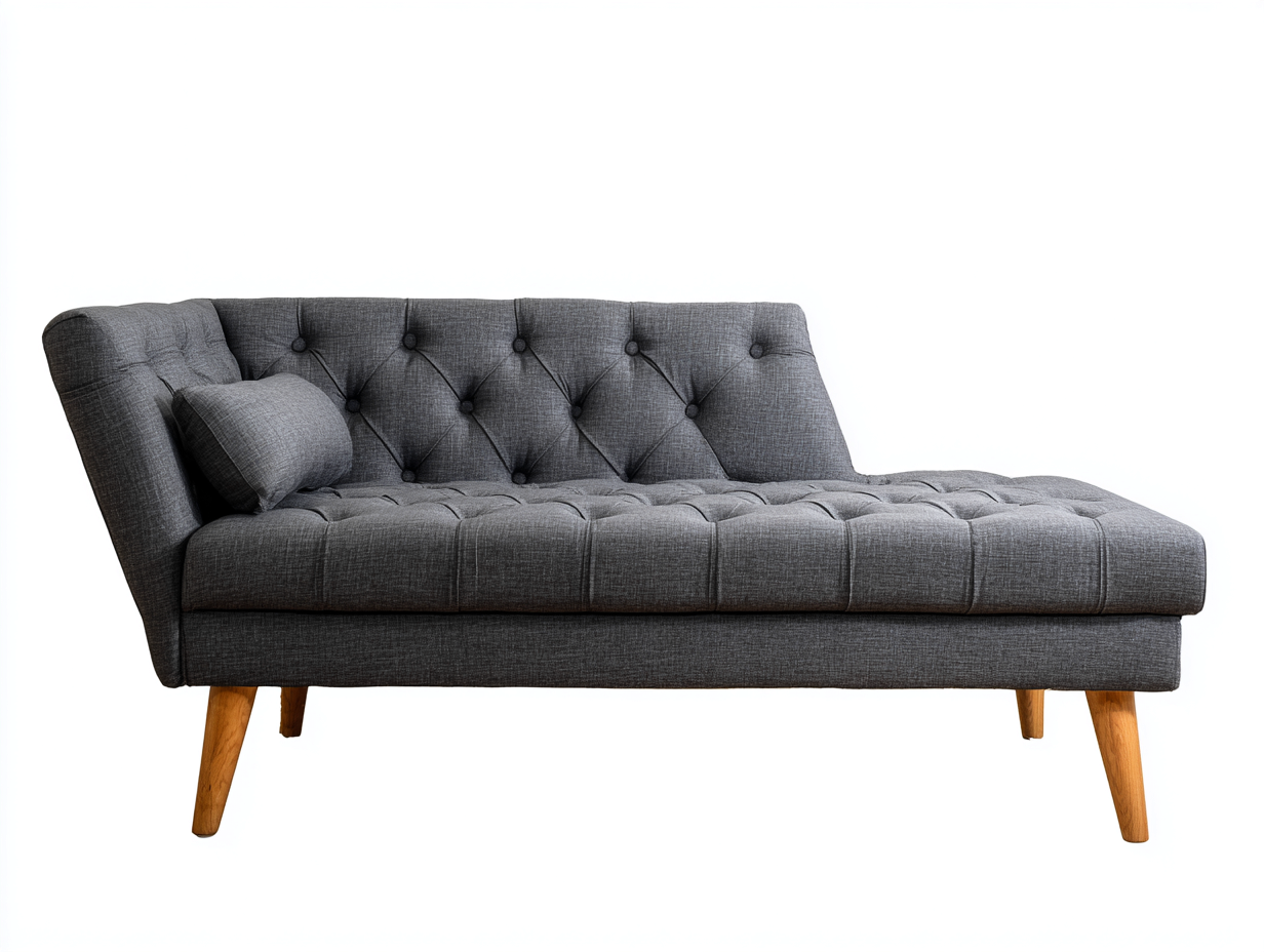 Chaise longue en tissu 175x85x85 cm - gris foncé - style scandinave capitonné-Luxeixe