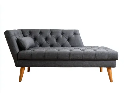 Chaise longue en tissu 175x85x85 cm - gris foncé - style scandinave capitonné-Luxeixe