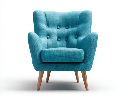Fauteuil en tissu bleu clair 80x85x90 cm - pieds en bois naturel - style nordique élégant et confortable-Luxeixe