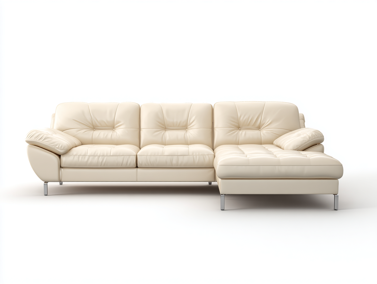 Canapé d'angle en cuir véritable 260x165x95 cm - beige - style contemporain-Luxeixe