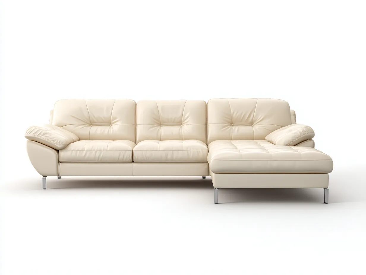 Canapé d'angle en cuir véritable 260x165x95 cm - beige - style contemporain-Luxeixe