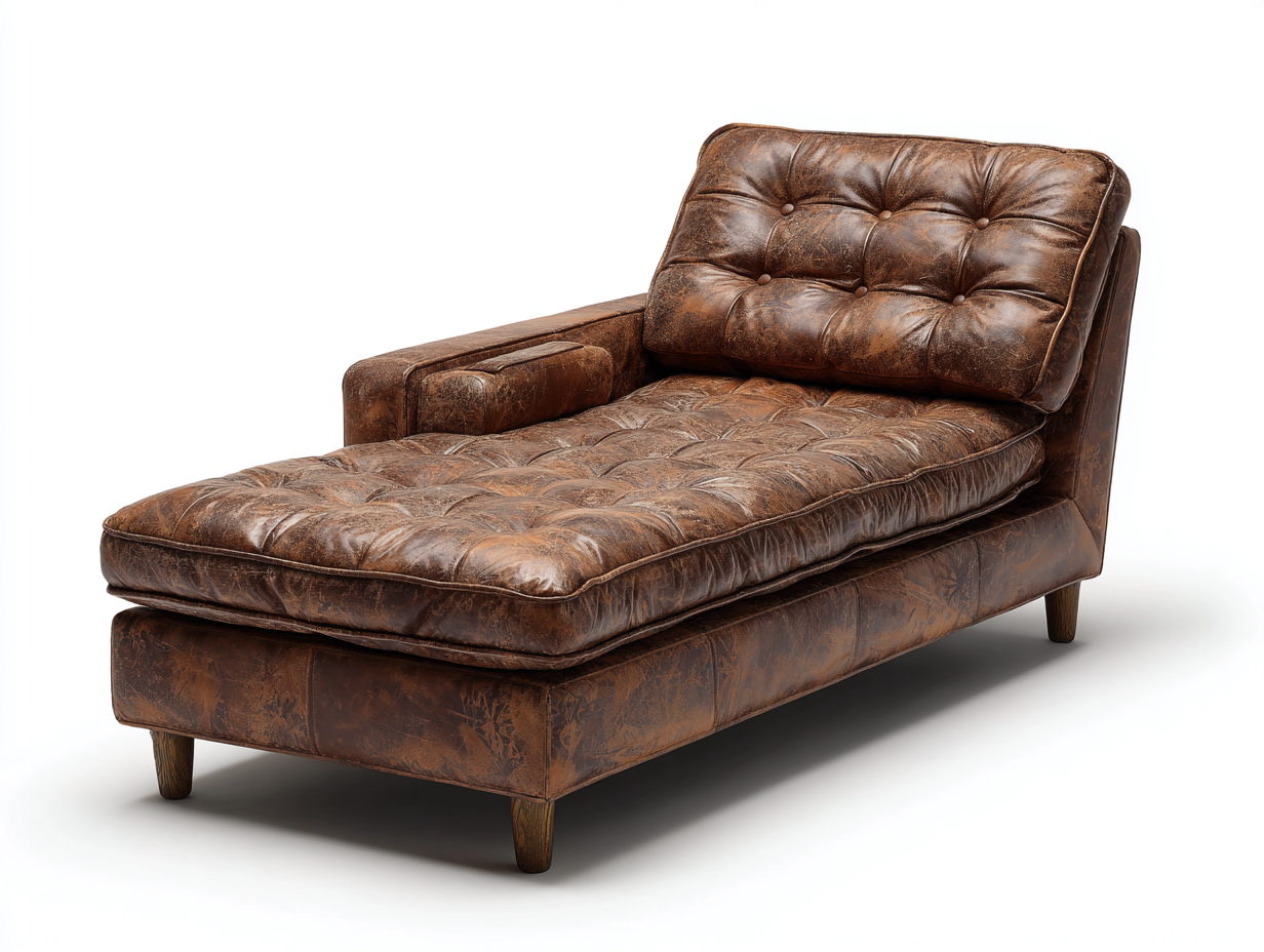 Chaise longue en cuir 160x85x90 cm - marron vieilli - style vintage industriel-Luxeixe