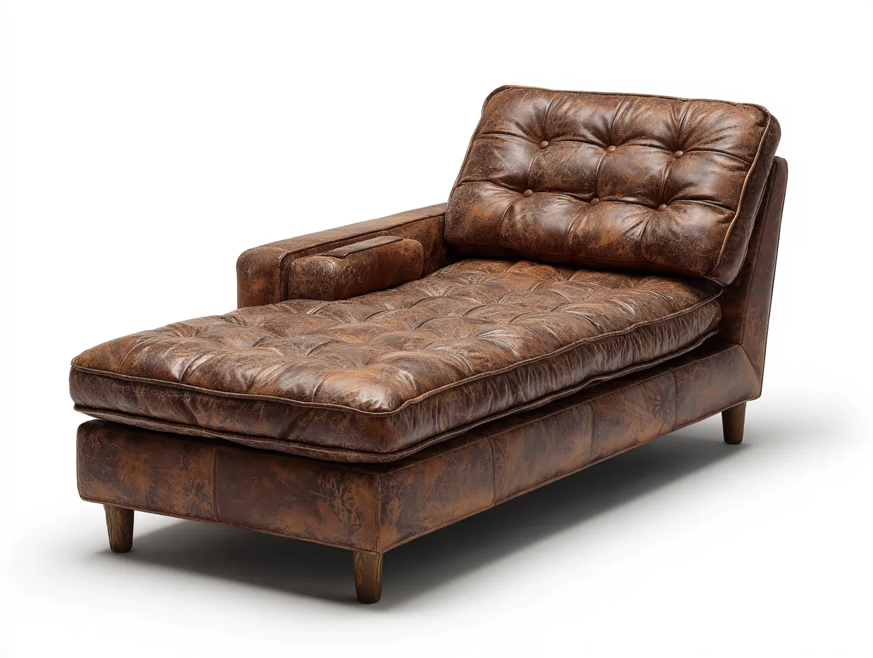 Chaise longue en cuir 160x85x90 cm - marron vieilli - style vintage industriel-Luxeixe