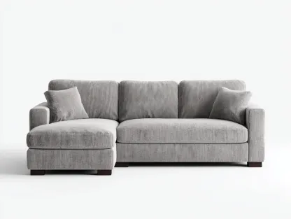 Canapé d'angle en velours côtelé gris clair 260x160x90 cm - assise large - style contemporain cosy-Luxeixe