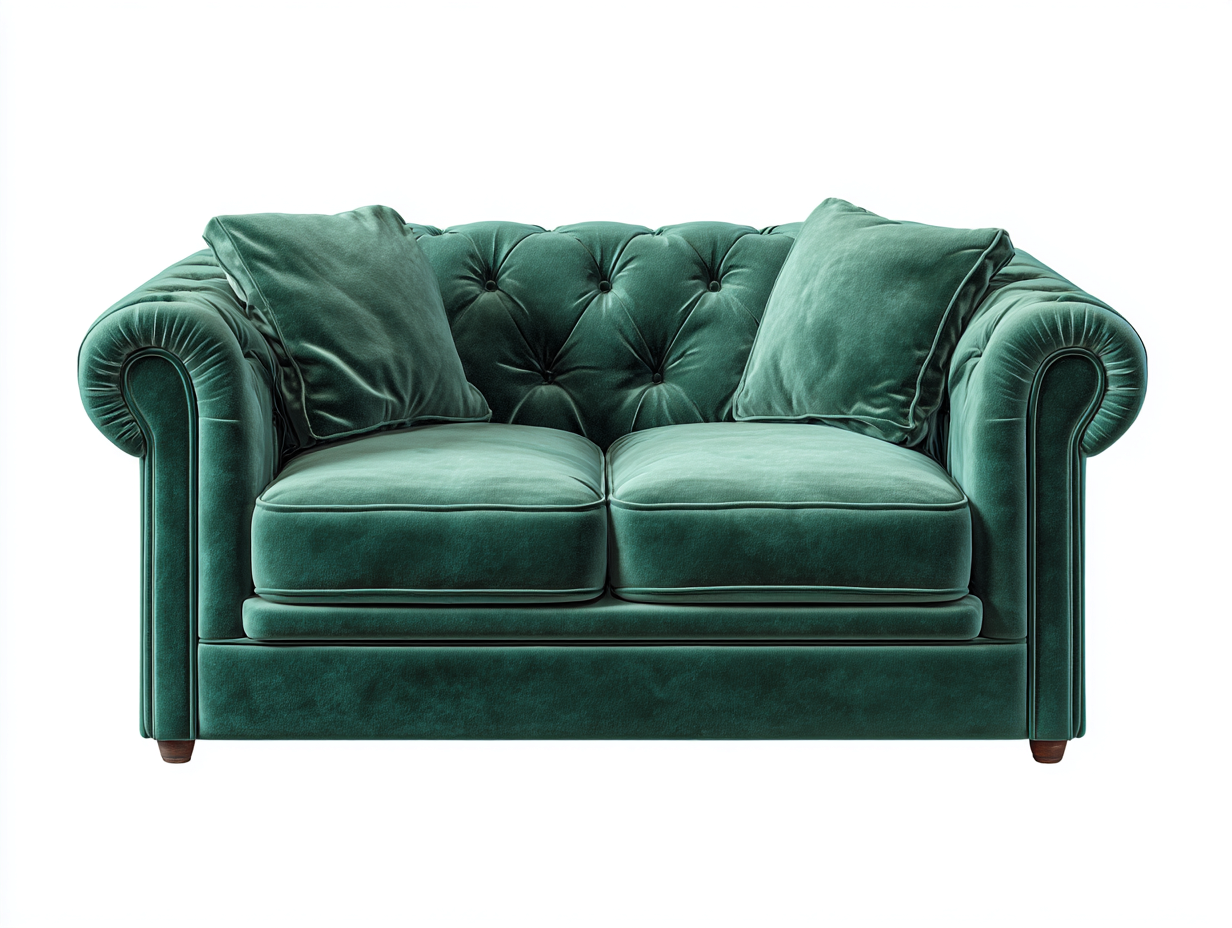 Canapé deux places en velours 160x95x80 cm - vert foncé - style Chesterfield capitonné-Luxeixe