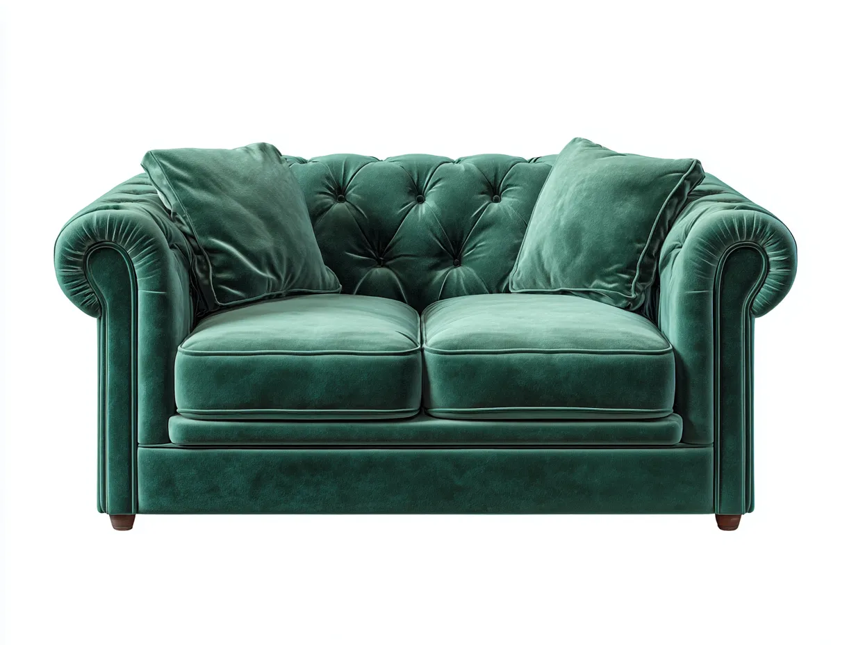 Canapé deux places en velours 160x95x80 cm - vert foncé - style Chesterfield capitonné-Luxeixe