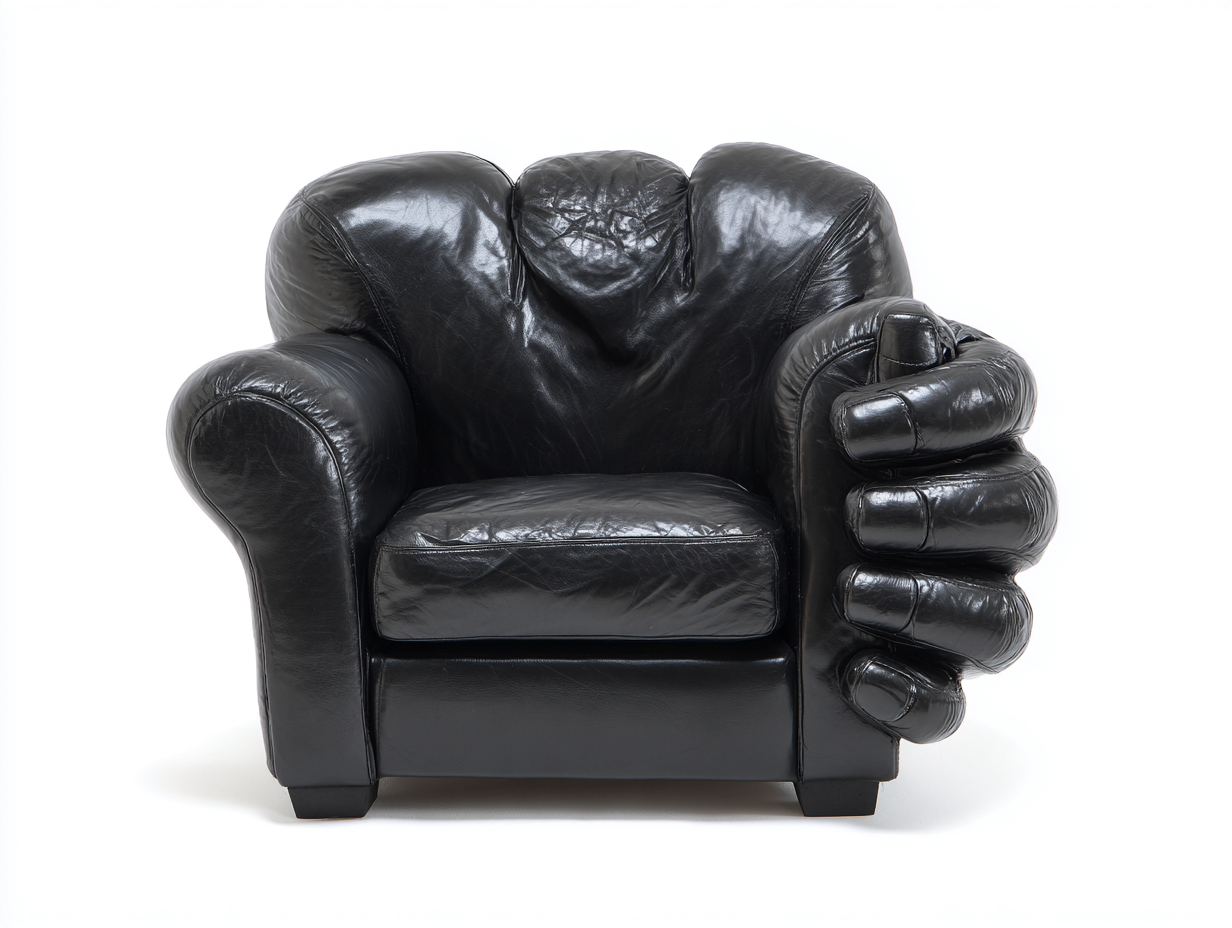 Fauteuil en cuir véritable noir 105x95x100 cm - design moderne avec accoudoirs en forme de main - confort artistique et original-Luxeixe
