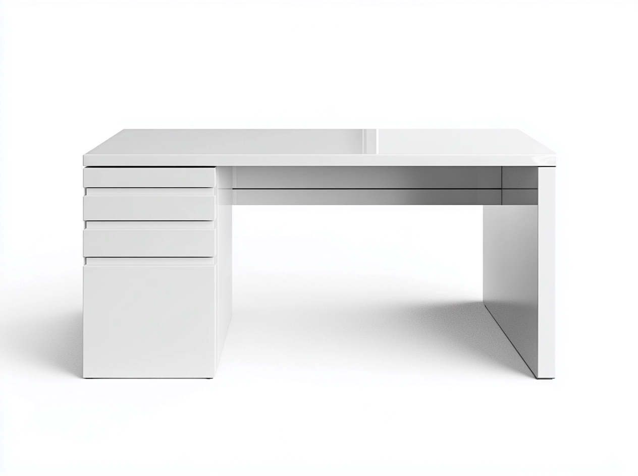 Bureau traditionnel en panneaux MDF 150x65x75 cm - blanc - design moderne avec espace de rangement latéral-Luxeixe