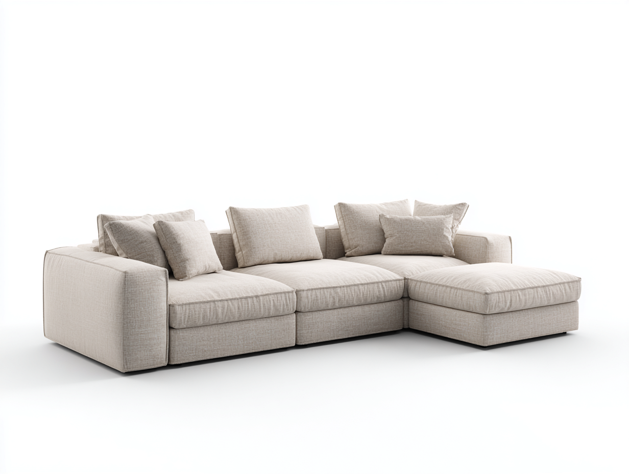 Canapé d'angle en tissu 270x160x85 cm - beige clair - design moderne pour salon-Luxeixe