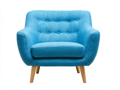 Fauteuil en tissu bleu 80x84x78 cm - style scandinave - pieds en bois clair-Luxeixe