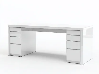 Bureau traditionnel en panneaux MDF 180x70x75 cm - blanc - design moderne avec double espace de rangement latéral-Luxeixe