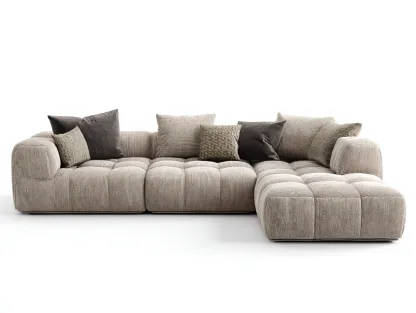 Canapé d'angle en velours côtelé 285x185x85 cm - beige clair - style moderne modulable avec assise profonde-Luxeixe