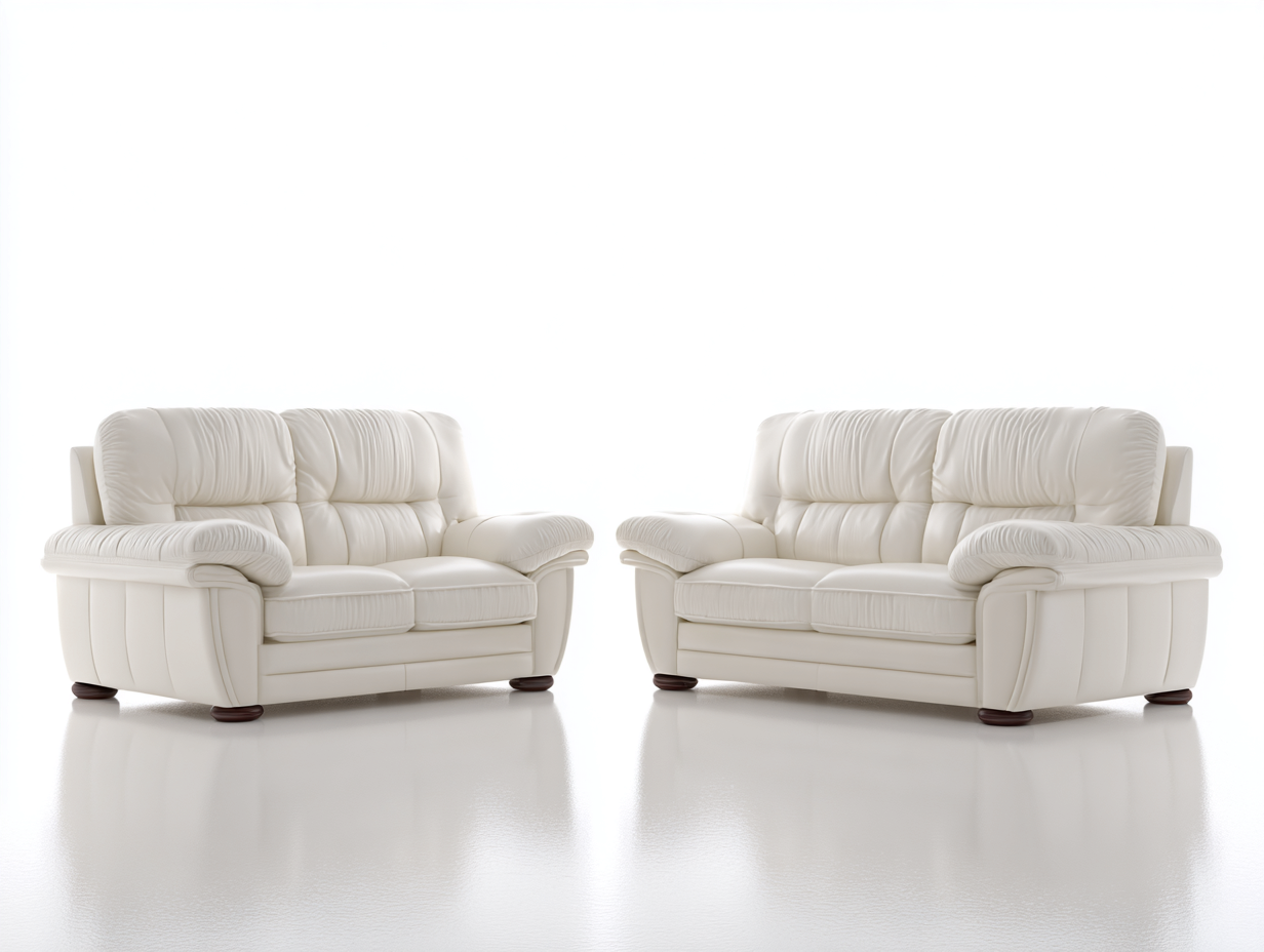 Ensemble canapé 2 places en cuir véritable 160x95x90 cm x2 - blanc - design contemporain confortable-Luxeixe