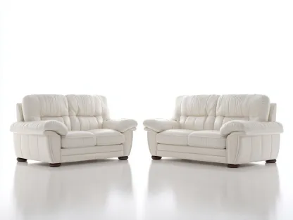 Ensemble canapé 2 places en cuir véritable 160x95x90 cm x2 - blanc - design contemporain confortable-Luxeixe