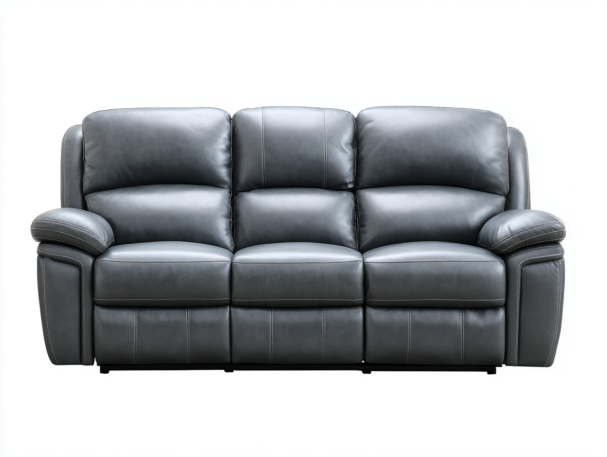 Canapé 3 places en cuir gris 210x95x95 cm - design moderne - assise ergonomique - confort haut de gamme-Luxeixe