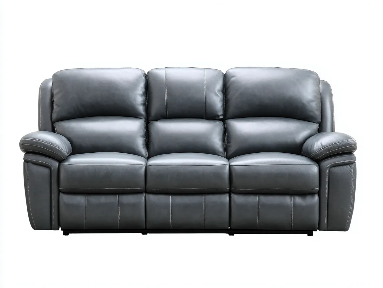 Canapé 3 places en cuir gris 210x95x95 cm - design moderne - assise ergonomique - confort haut de gamme-Luxeixe