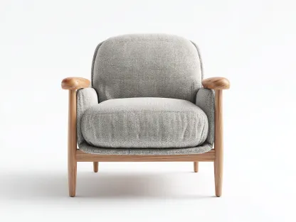 Fauteuil en tissu gris clair 78x82x88 cm - structure en bois naturel - style moderne minimaliste-Luxeixe
