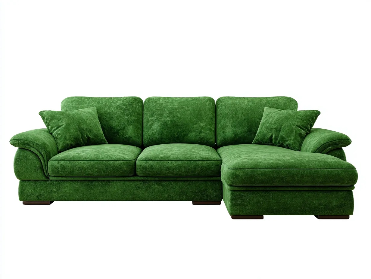 Canapé d'angle en velours 270x175x85 cm - vert - style moderne avec assise profonde et accoudoirs larges-Luxeixe