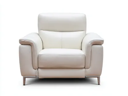 Fauteuil en cuir véritable 110x95x85 cm - blanc cassé - style moderne et raffiné-Luxeixe