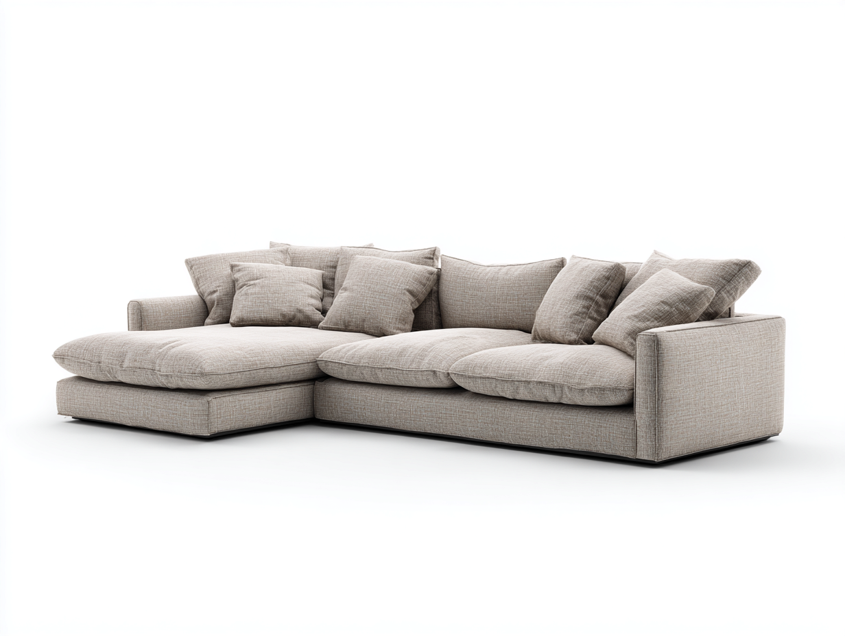 Canapé d'angle en tissu 255x160x85 cm - gris clair - design moderne pour salon-Luxeixe