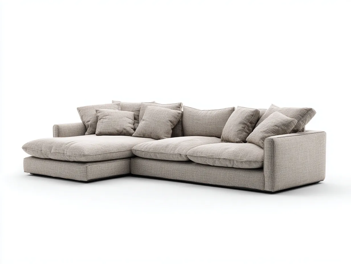 Canapé d'angle en tissu 255x160x85 cm - gris clair - design moderne pour salon-Luxeixe