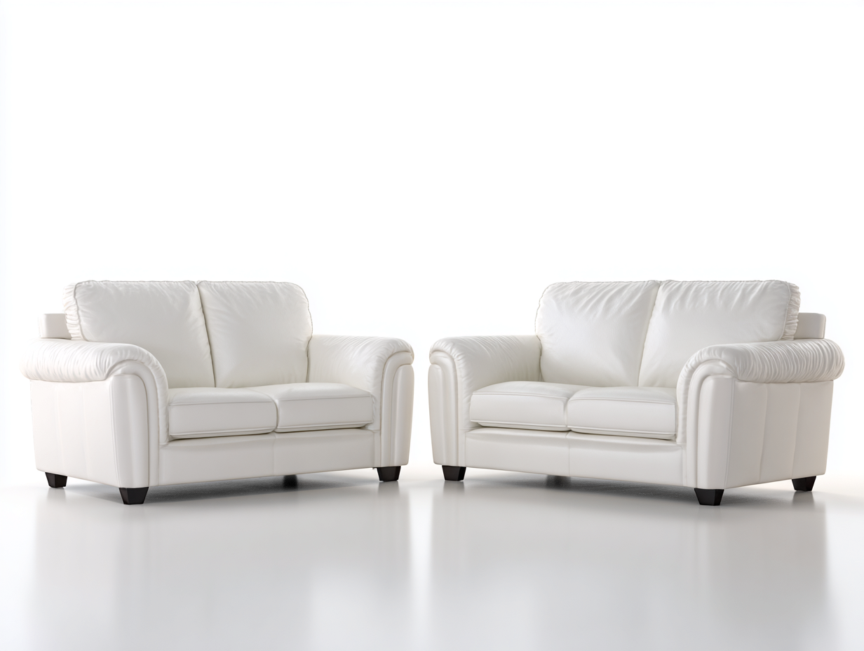 Ensemble de 2 canapés 2 places en cuir blanc 165x95x90 cm - design contemporain - assise moelleuse - structure en bois massif-Luxeixe