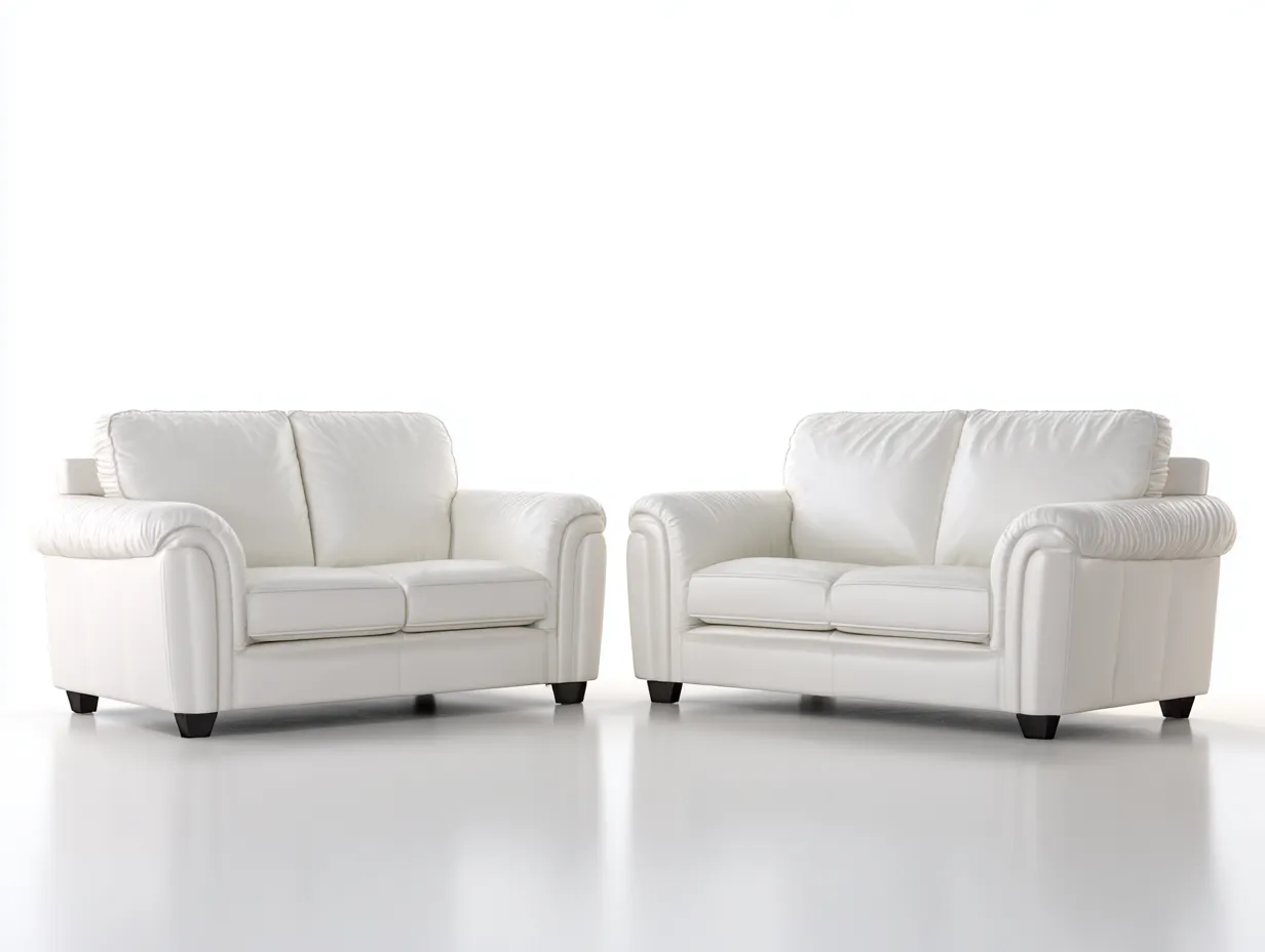 Ensemble de 2 canapés 2 places en cuir blanc 165x95x90 cm - design contemporain - assise moelleuse - structure en bois massif-Luxeixe