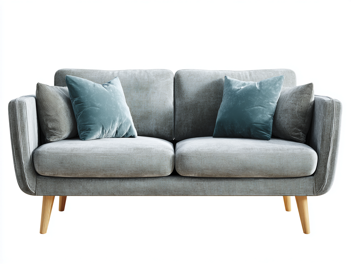 Canapé deux places en tissu 165x90x85 cm - gris clair - style scandinave moderne avec pieds en bois-Luxeixe