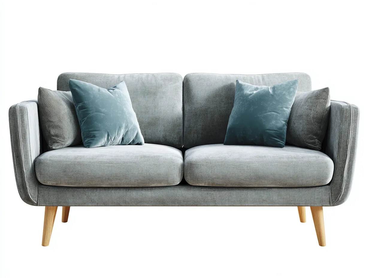 Canapé deux places en tissu 165x90x85 cm - gris clair - style scandinave moderne avec pieds en bois-Luxeixe