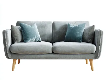 Canapé deux places en tissu 165x90x85 cm - gris clair - style scandinave moderne avec pieds en bois-Luxeixe