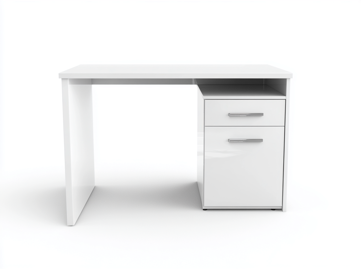 Bureau traditionnel en panneaux MDF 120x55x75 cm - blanc - design compact avec espace de rangement-Luxeixe