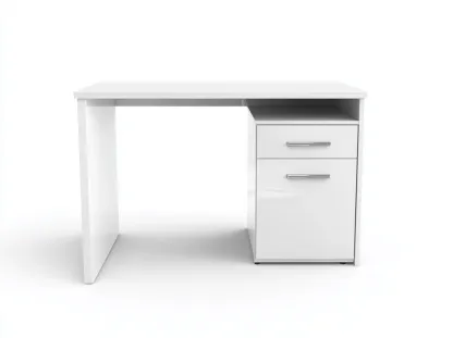 Bureau traditionnel en panneaux MDF 120x55x75 cm - blanc - design compact avec espace de rangement-Luxeixe
