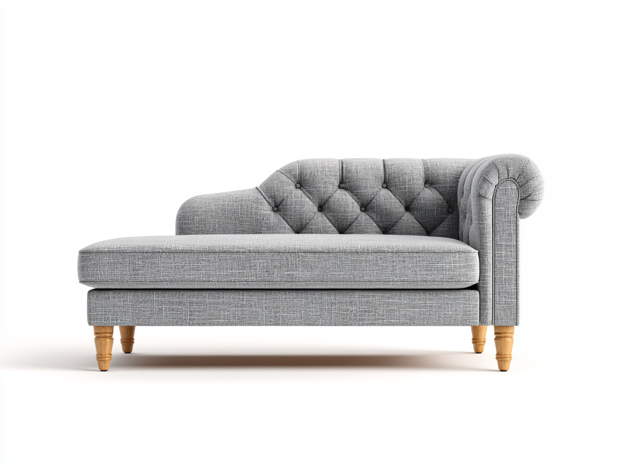 Chaise longue en tissu 160x80x85 cm - gris clair - style Chesterfield moderne-Luxeixe