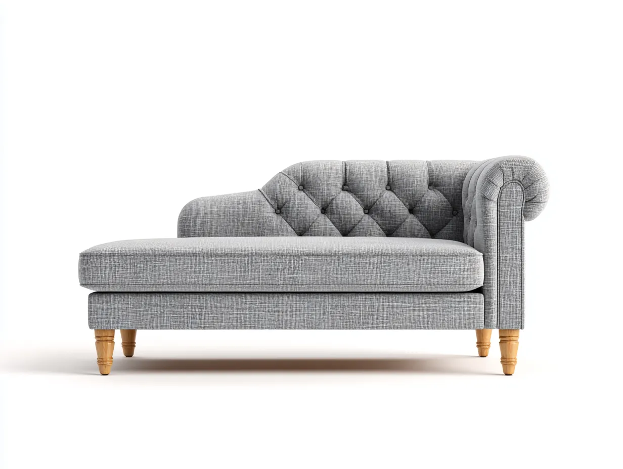 Chaise longue en tissu 160x80x85 cm - gris clair - style Chesterfield moderne-Luxeixe