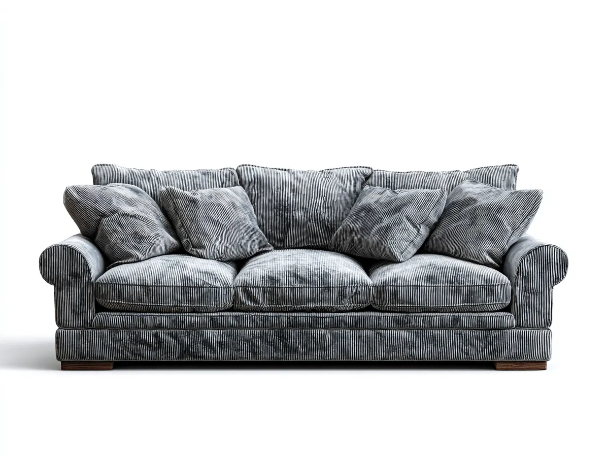 Canapé 3 places en velours côtelé gris 210x95x90 cm - assise profonde - style classique confortable-Luxeixe