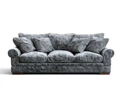 Canapé 3 places en velours côtelé gris 210x95x90 cm - assise profonde - style classique confortable-Luxeixe