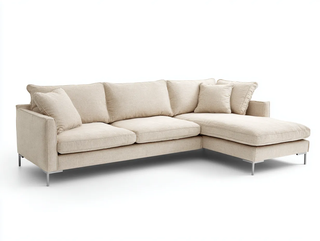 Canapé d'angle en tissu 260x185x90 cm - beige clair - style moderne minimaliste-Luxeixe