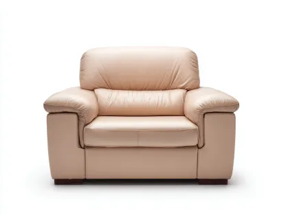 Fauteuil en cuir 110x95x85 cm - beige - design classique et confortable-Luxeixe