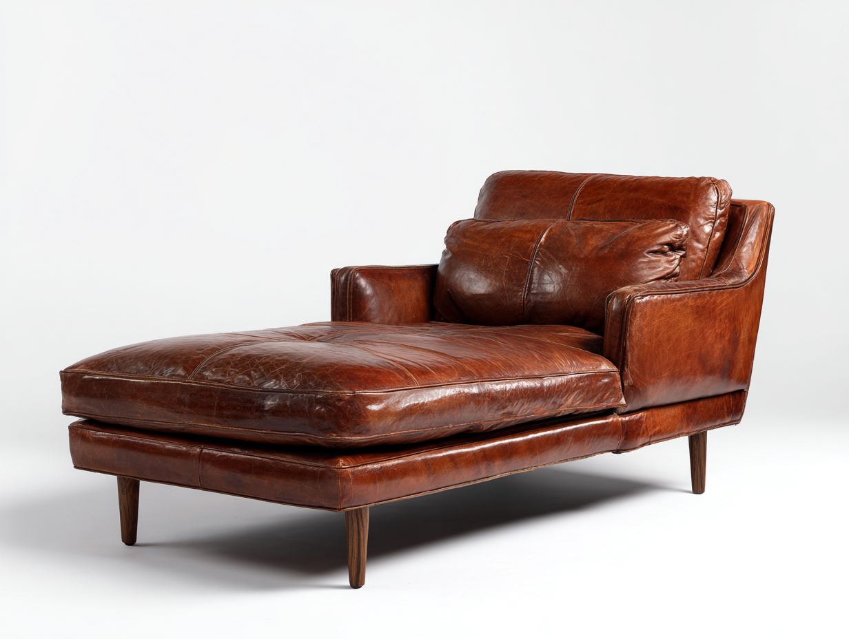 Chaise longue en cuir véritable 185x90x85 cm - marron - design contemporain confortable-Luxeixe