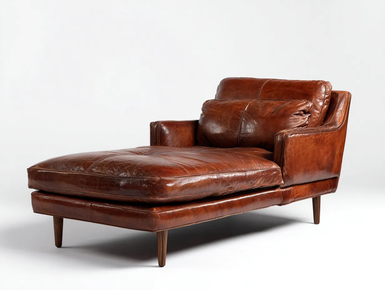 Chaise longue en cuir véritable 185x90x85 cm - marron - design contemporain confortable-Luxeixe