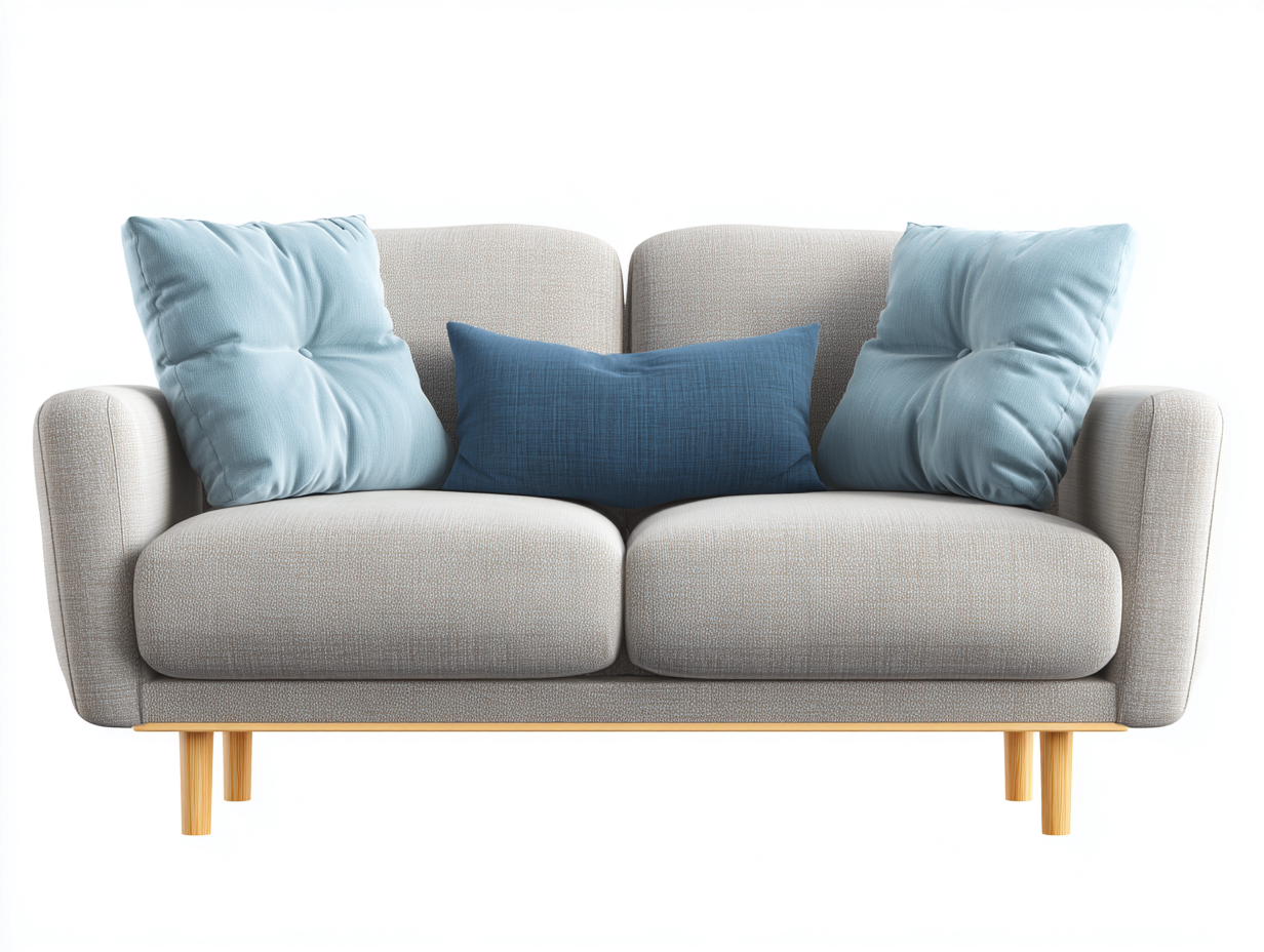 Canapé deux places en tissu 160x88x85 cm - beige clair - style moderne avec pieds en bois-Luxeixe