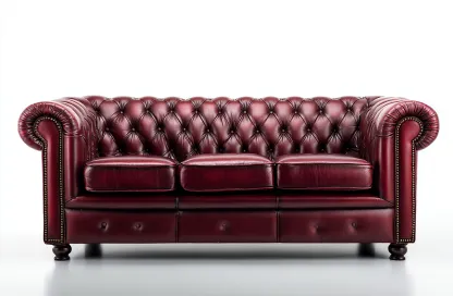 Canapé 3 places en cuir rouge bordeaux 215x90x75 cm - structure bois - style capitonné - design classique-Luxeixe