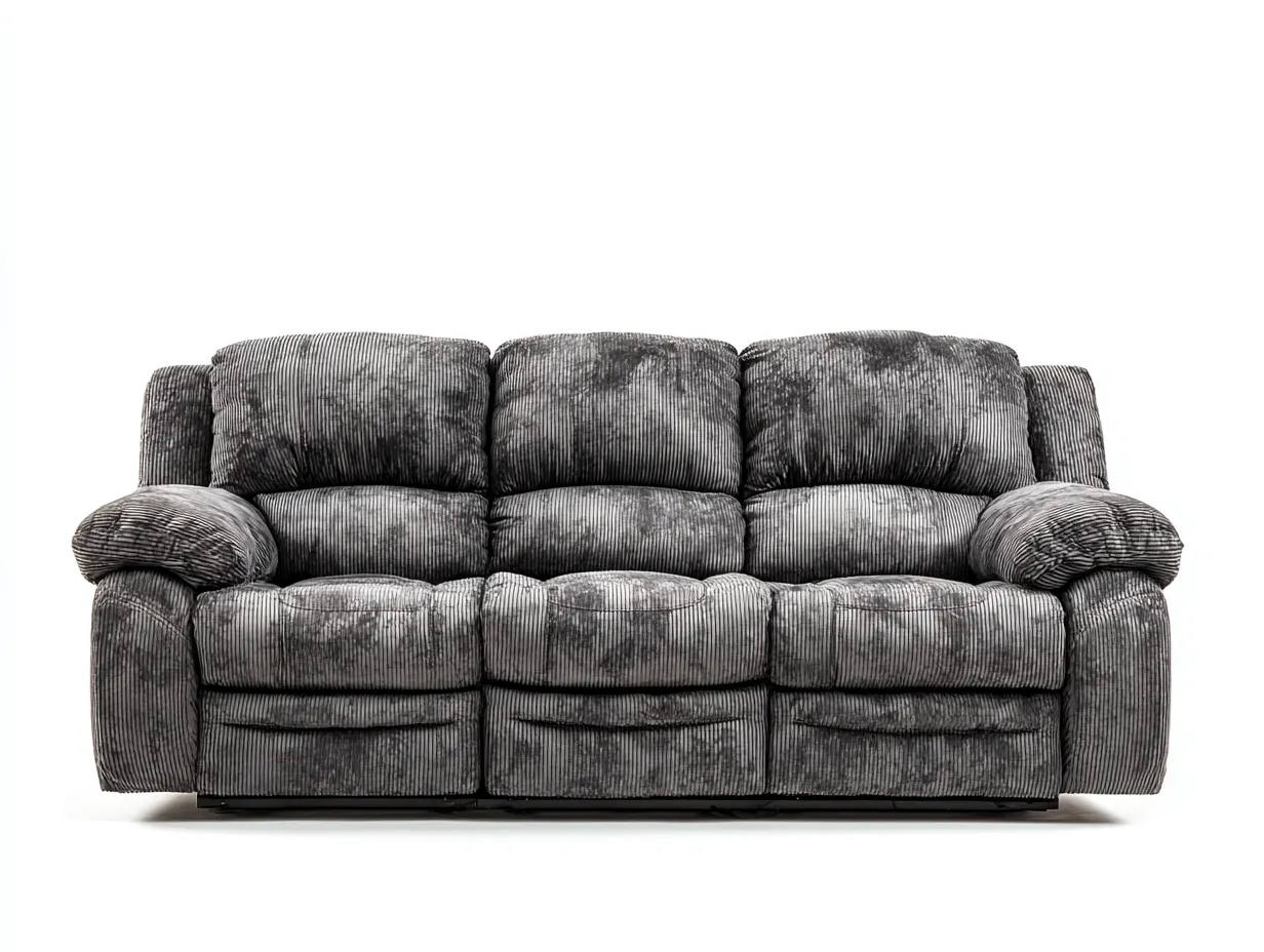 Canapé relax trois places manuel en velours côtelé gris 210x100x100 cm - dossier inclinable - style moderne confort premium-Luxeixe