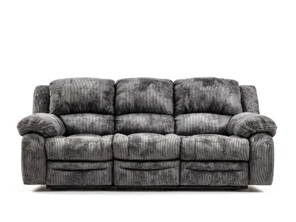 Canapé relax trois places manuel en velours côtelé gris 210x100x100 cm - dossier inclinable - style moderne confort premium-Luxeixe