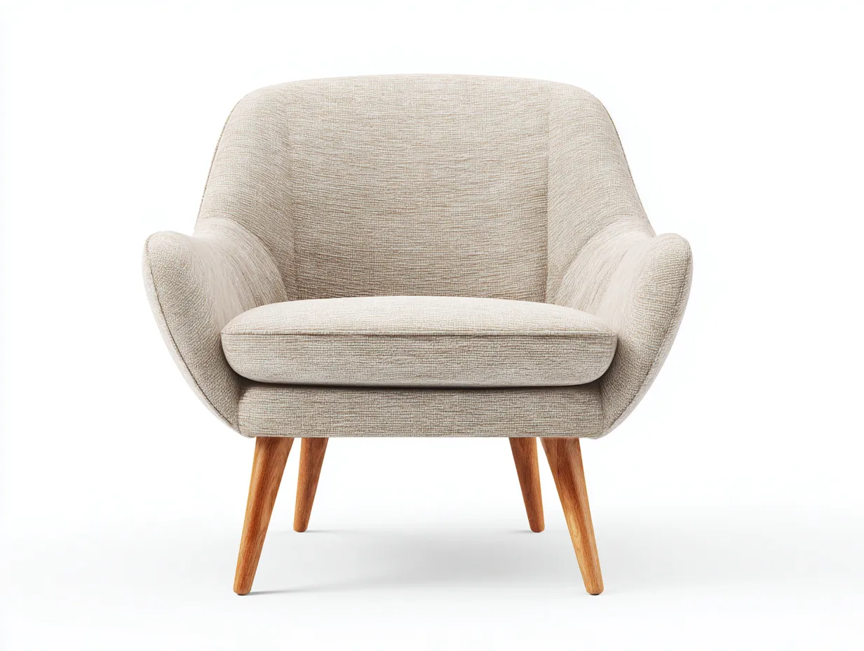 Fauteuil en tissu beige 79x82x78 cm - style scandinave - pieds en bois naturel-Luxeixe