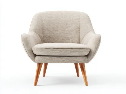 Fauteuil en tissu beige 79x82x78 cm - style scandinave - pieds en bois naturel-Luxeixe