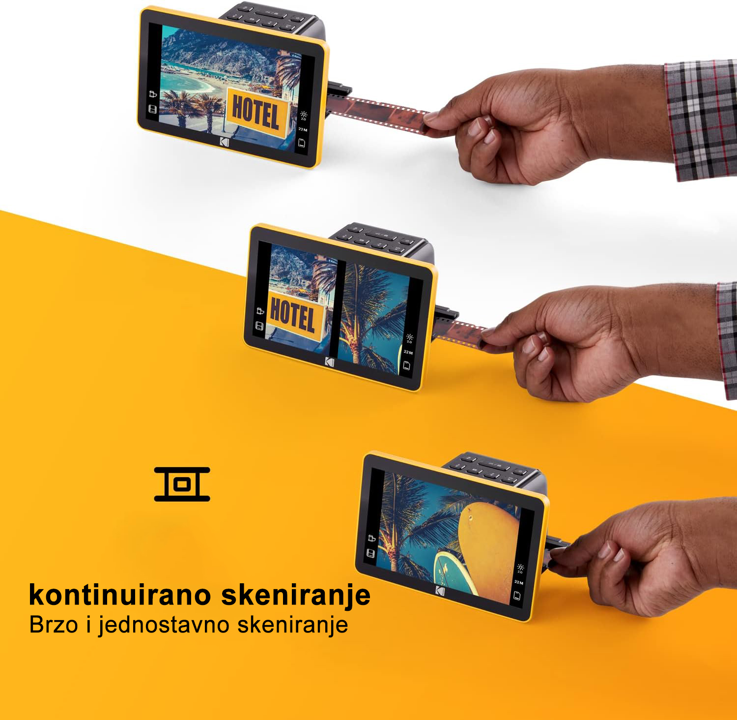 Kodak Digital Film Scanner, skener filmova i slajdova, pretvara 35mm, 126mm, 110mm kolor i crno-bijele negative i slajdove u JPEG digitalne fotografije visoke rezolucije od 22 megapiksela.